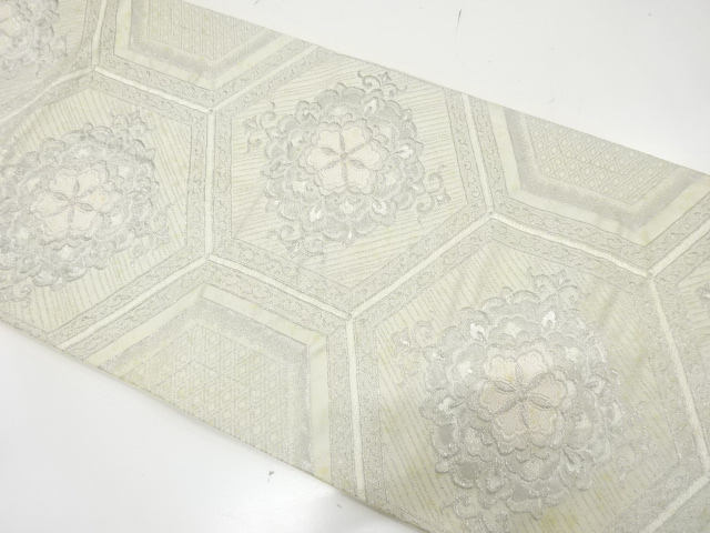 JAPANESE KIMONO / ANTIQUE FUKURO OBI / SILK / WOVEN FLOWER CREST